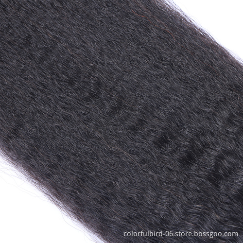 Top Selling Remy Virgin Afro Yaki Hair kinky Straight Hair Cuticle Aligned Indian Hair 13*4 frontal Kinky Straight